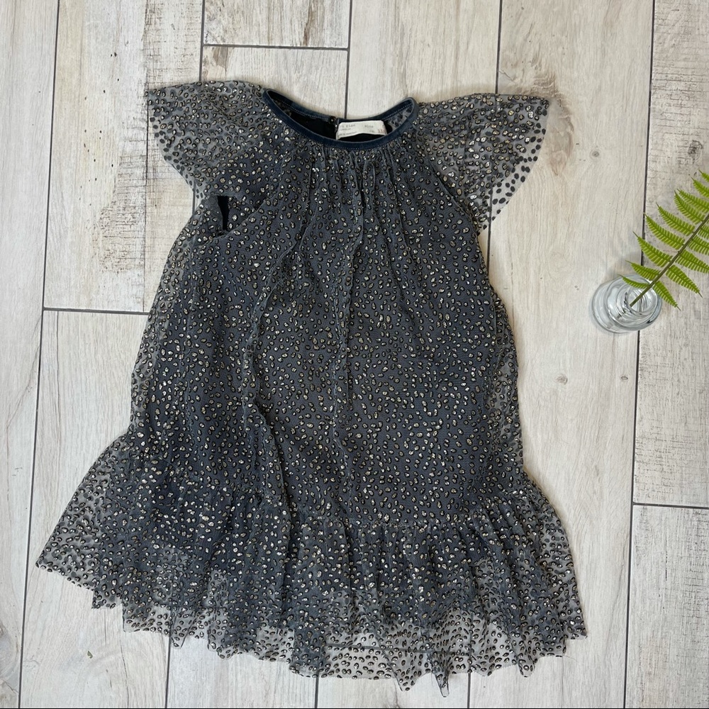 ZARA Girls Cheetah Sparkle Print Party Dress Size 5 - Picture 3 of 9